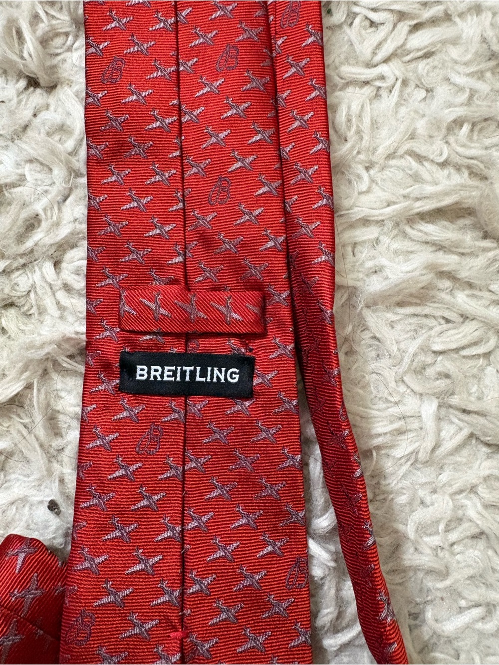 Hermes Breitling Red Airplane Tie